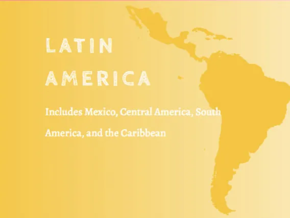 Latin America overlaid on yellow map