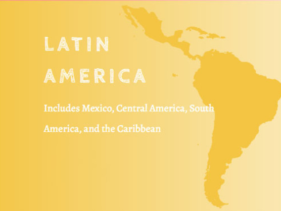 Latin America overlaid on yellow map