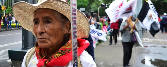 Women protest on city street