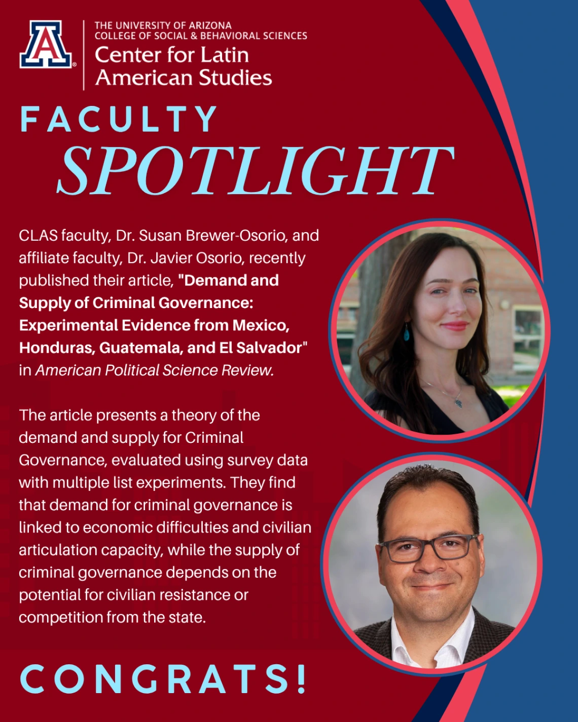 Faculty Spotlight "Demand and Supply of Criminal Governance: Experimental Evidence from Mexico, Honduras, Guatemala, and El Salvador"